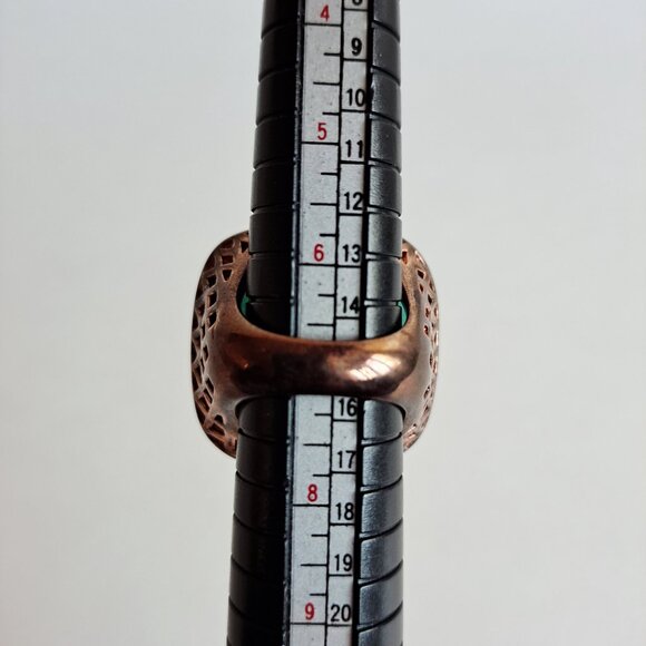 New Angelique de Paris Green Teal Resin Square Ring Size 7 - Picture 11 of 16